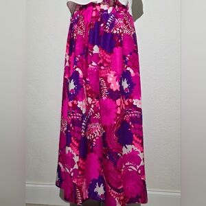 Vintage Handmade Floral Maxi Skirt Pink Purple Beach Vacation Classic